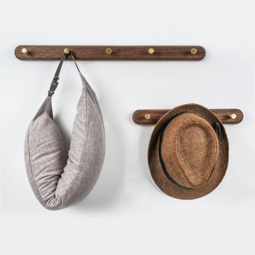 Space-Saving Wall Hooks with Brass Accents – Natural Wood Coat Hooks for Wall, Ideal for Coats, Towels, Bags, and Keys 4