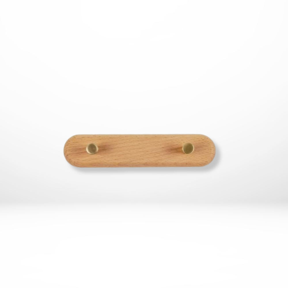 Space-Saving Wall Hooks with Brass Accents – Natural Wood Coat Hooks for Wall, Ideal for Coats, Towels, Bags, and Keys 5