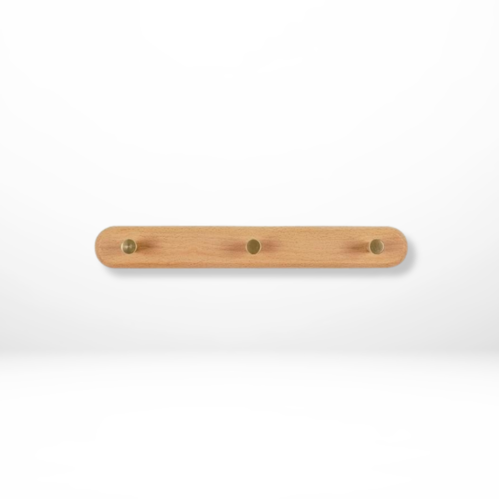 Space-Saving Wall Hooks with Brass Accents – Natural Wood Coat Hooks for Wall, Ideal for Coats, Towels, Bags, and Keys 6