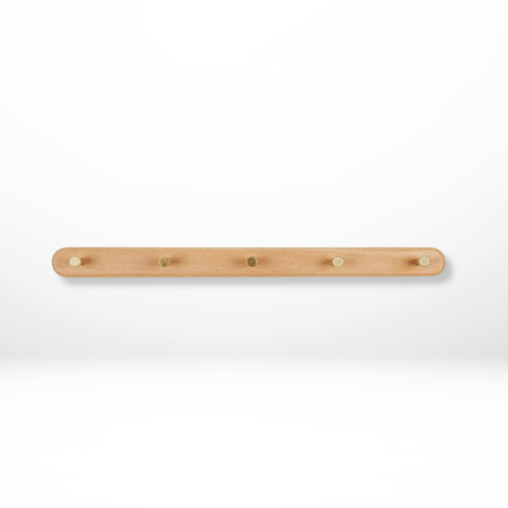 Space-Saving Wall Hooks with Brass Accents – Natural Wood Coat Hooks for Wall, Ideal for Coats, Towels, Bags, and Keys 7