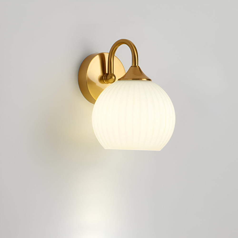 Spherical Glass Wall Sconce - Striped Design with LED Compatibility 0