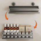 Spice Rack Organizer Wall Mounted Stainless Steel Suction Cup Silver 3