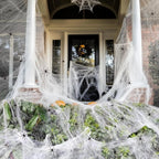 Spider Web Halloween Decor - 200 Sq Ft Stretchy Cobweb for Indoor & Outdoor Halloween Decorations 1