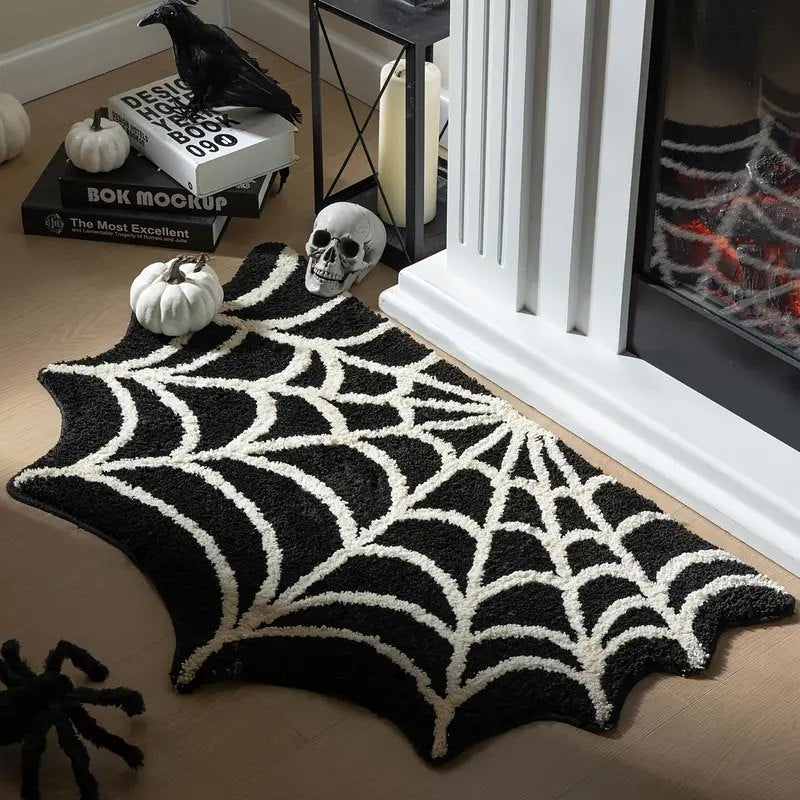 Spider Web Rug - Soft Faux Cashmere for Gothic Halloween Décor 1
