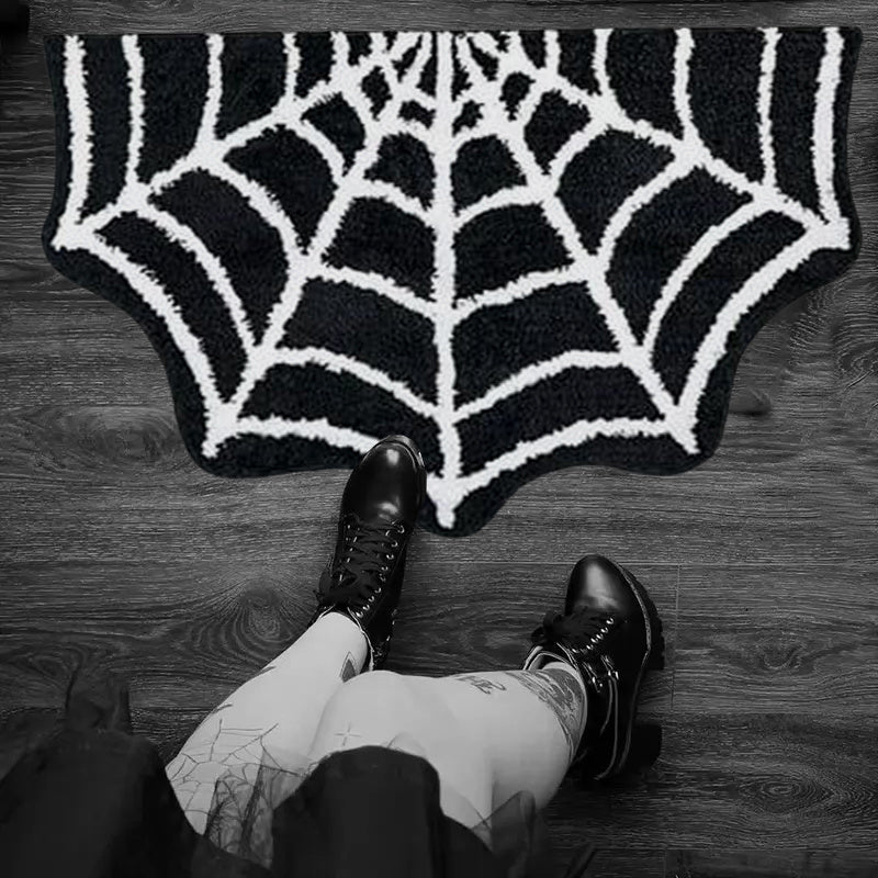 Spider Web Rug - Soft Faux Cashmere for Gothic Halloween Décor 2