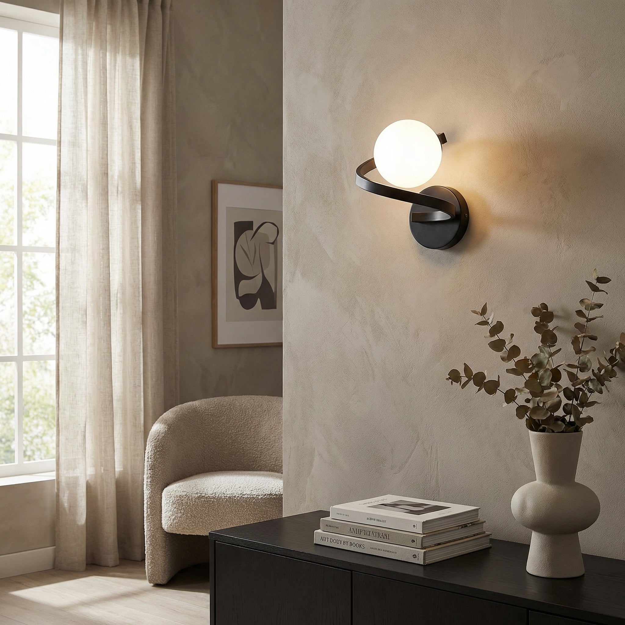 Spiral Glass Wall Sconce - Modern Design with Soft Ambient Lighting 1