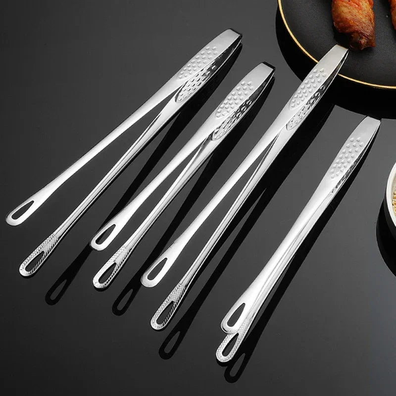 Stainless Steel BBQ Grill Tongs Set of 6 – Precision Food Handling and Serving Tongs for Grilling and Cooking 6