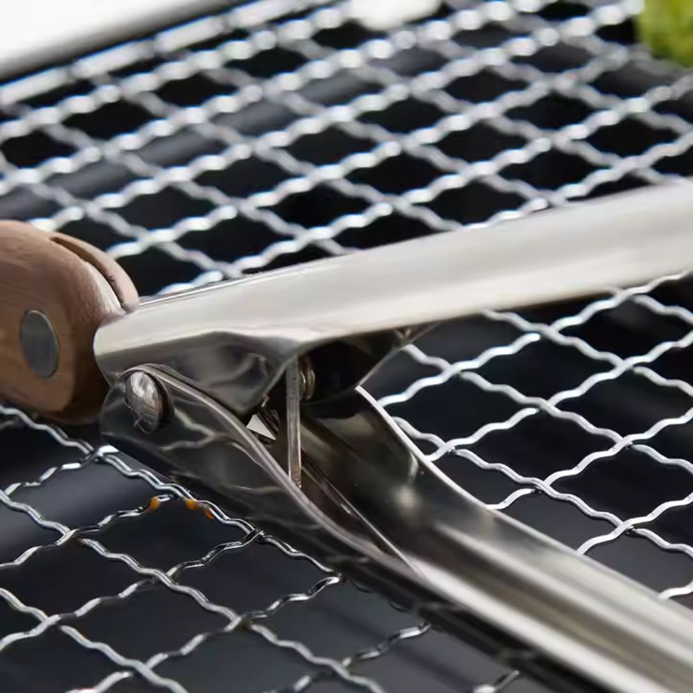 Stainless Steel Kitchen Tongs Set - Ergonomic Wood Handles for Precision Cooking 3
