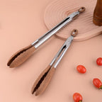 Stainless Steel Kitchen Tongs Set - Ergonomic Wood Handles for Precision Cooking 5