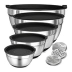 Stainless Steel Mixing Bowl Set - 8 Bowls with Airtight Lids & Non-Slip Base 0