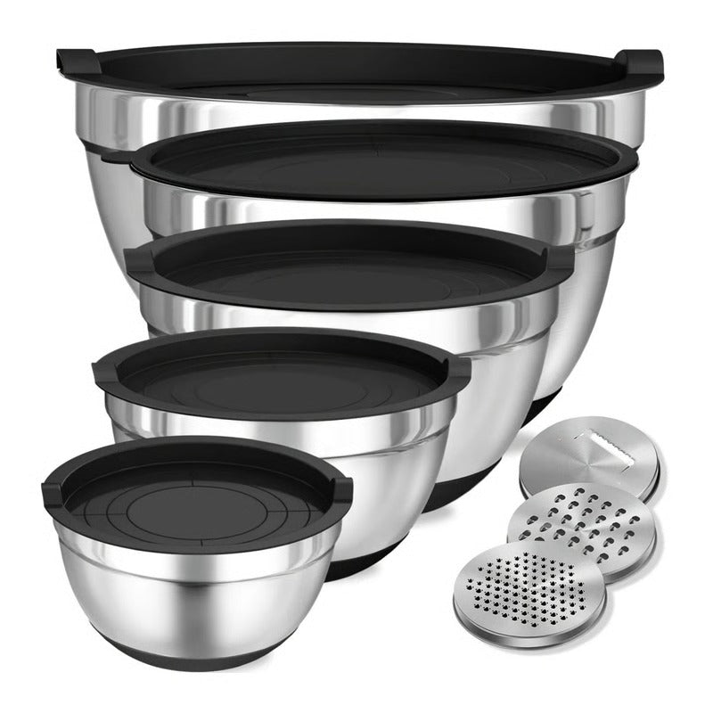 Stainless Steel Mixing Bowl Set - 8 Bowls with Airtight Lids & Non-Slip Base 0