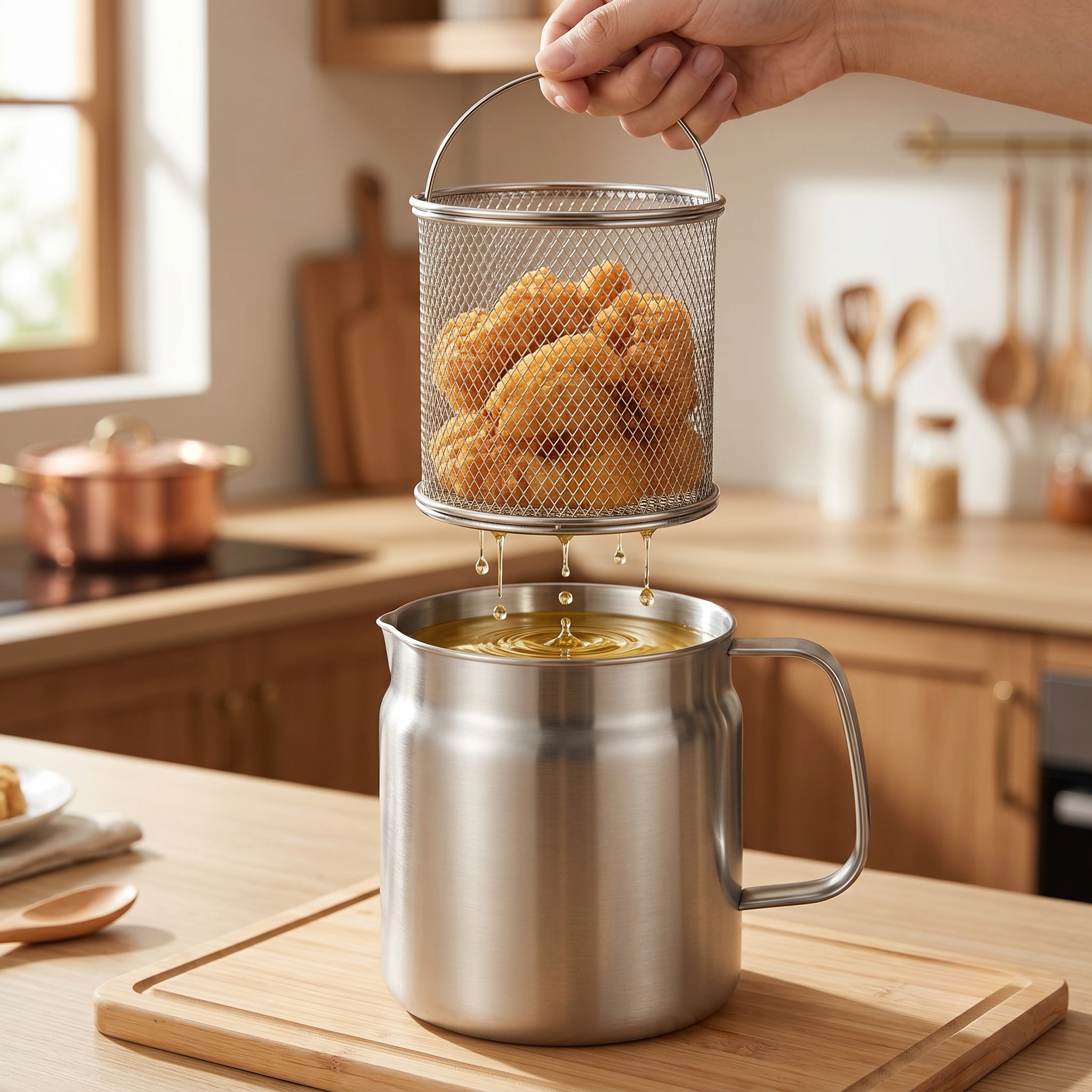 Stainless Steel Oil Filter Pot - Reusable Storage & Filtration System 1