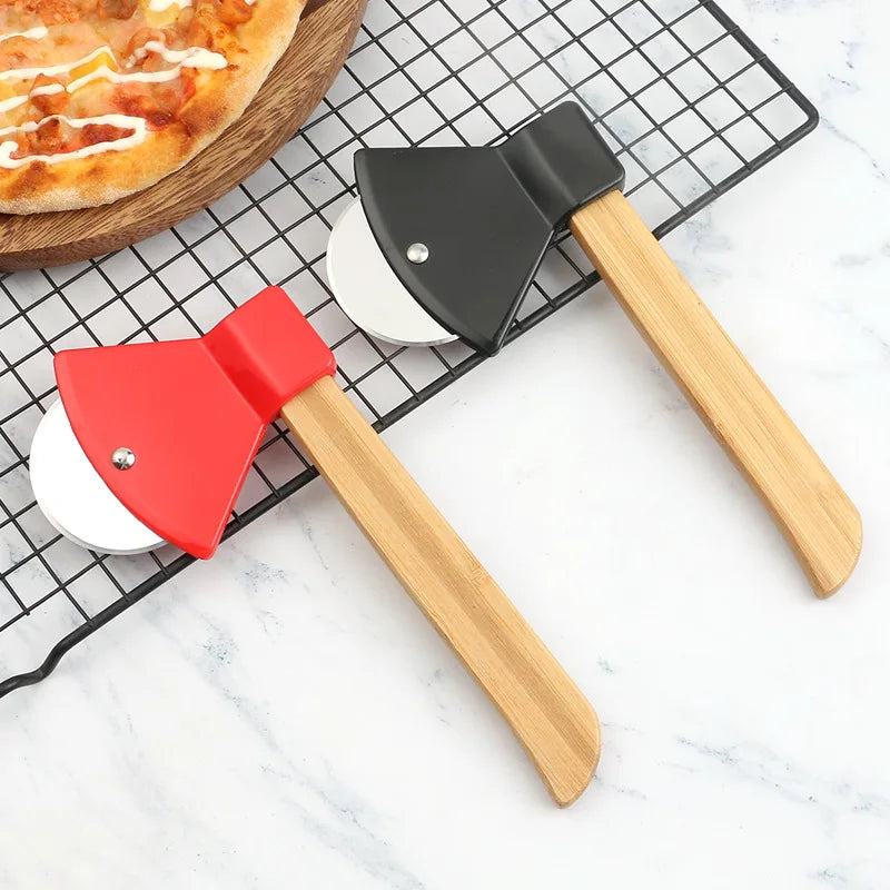 Stainless Steel Pizza Cutter Wheel - Sharp Blade & Bamboo Handle for Easy Slicing 1