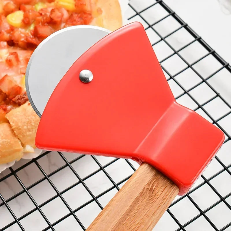 Stainless Steel Pizza Cutter Wheel - Sharp Blade & Bamboo Handle for Easy Slicing 4