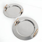 Stainless Steel Serving Tray with Wooden Handles - Durable & Stylish Design 2