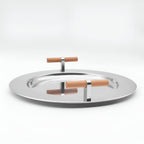 Stainless Steel Serving Tray with Wooden Handles - Durable & Stylish Design 8