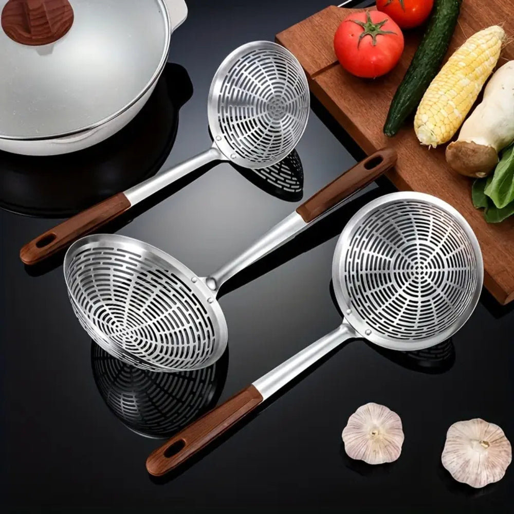 Stainless Steel Strainer Ladle - Durable, Ergonomic & Fine Mesh Design 3