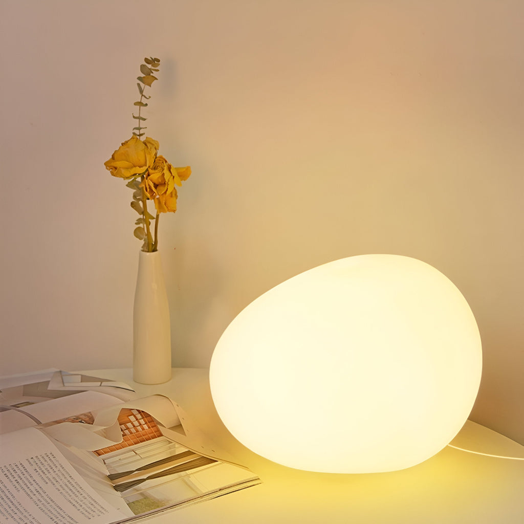 Stone-Shaped LED Table Lamp - Adjustable 3-Color Light for Bedside & Desk 3