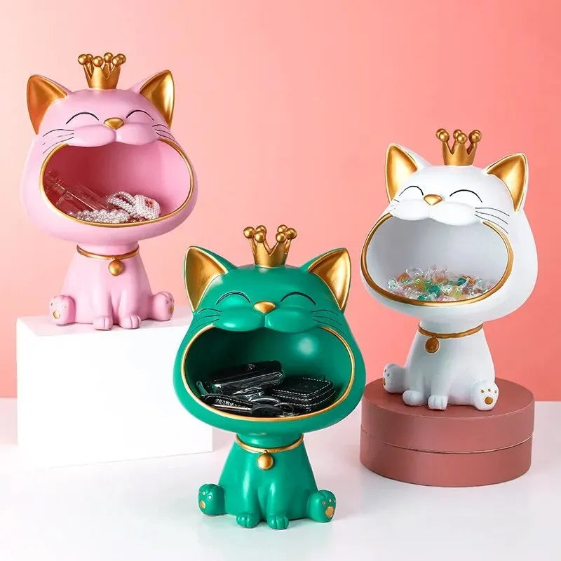Storage Jar Resin Lucky Cat Design 6 in Height Multi Color 5