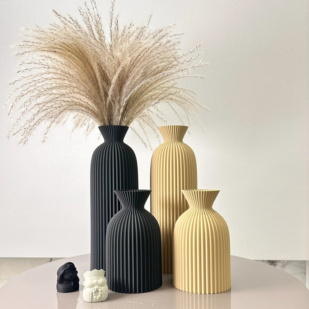 Striped Ceramic Vase Set - Modern Minimalist Elegance for Home Decor 1