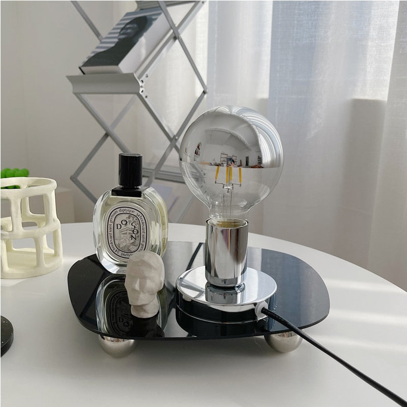 Stylish Chrome Desk Lamp – Small Glass Table Lamp with Push Button Switch, LED Compatible for Modern Workspaces 4