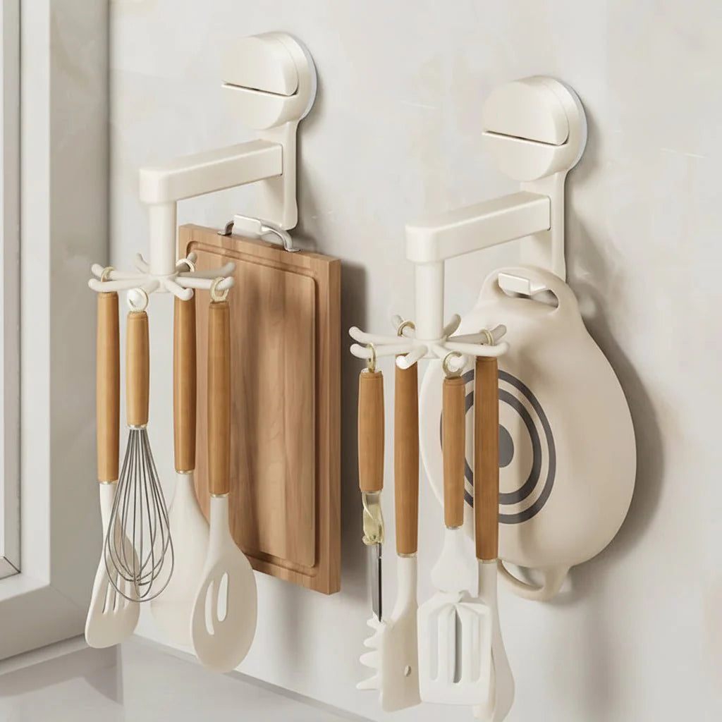 Suction Cup Hooks - 360° Rotating Design for Space-Saving Kitchen Organization 0