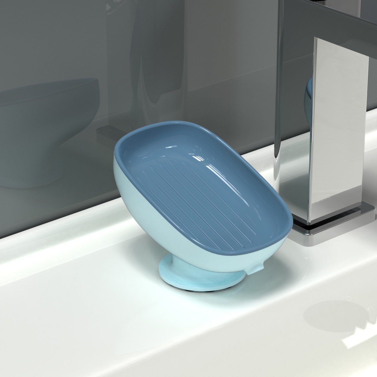Suction Cup Soap Dish - Easy Installation & Space-Saving Shower Holder 1
