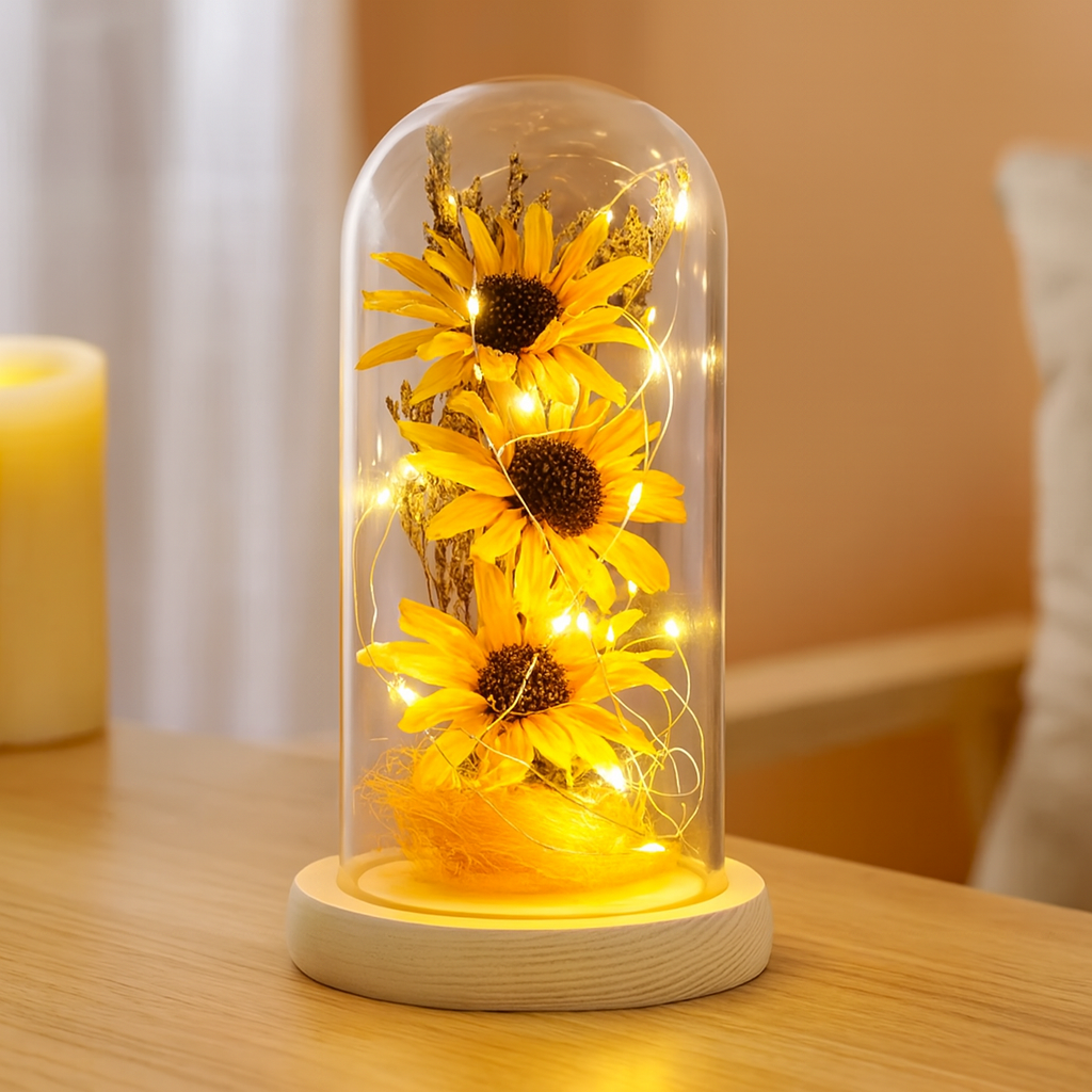 Sunflower Table Lamp with Touch Dimmer – Warm White LED Bedside Table Lamp for Cozy Ambiance 1