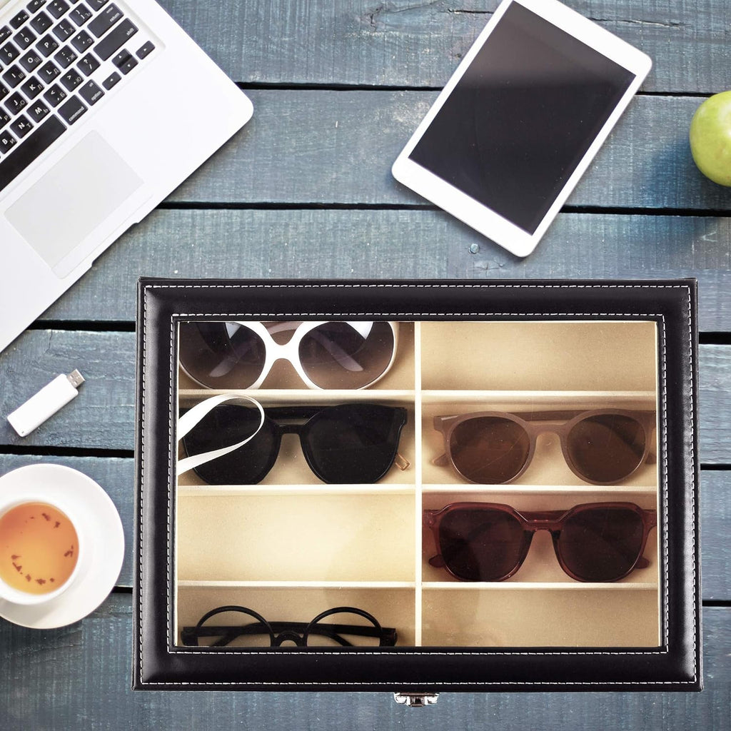 Sunglasses Storage Case, 8 Compartments, Lockable, Stackable 4