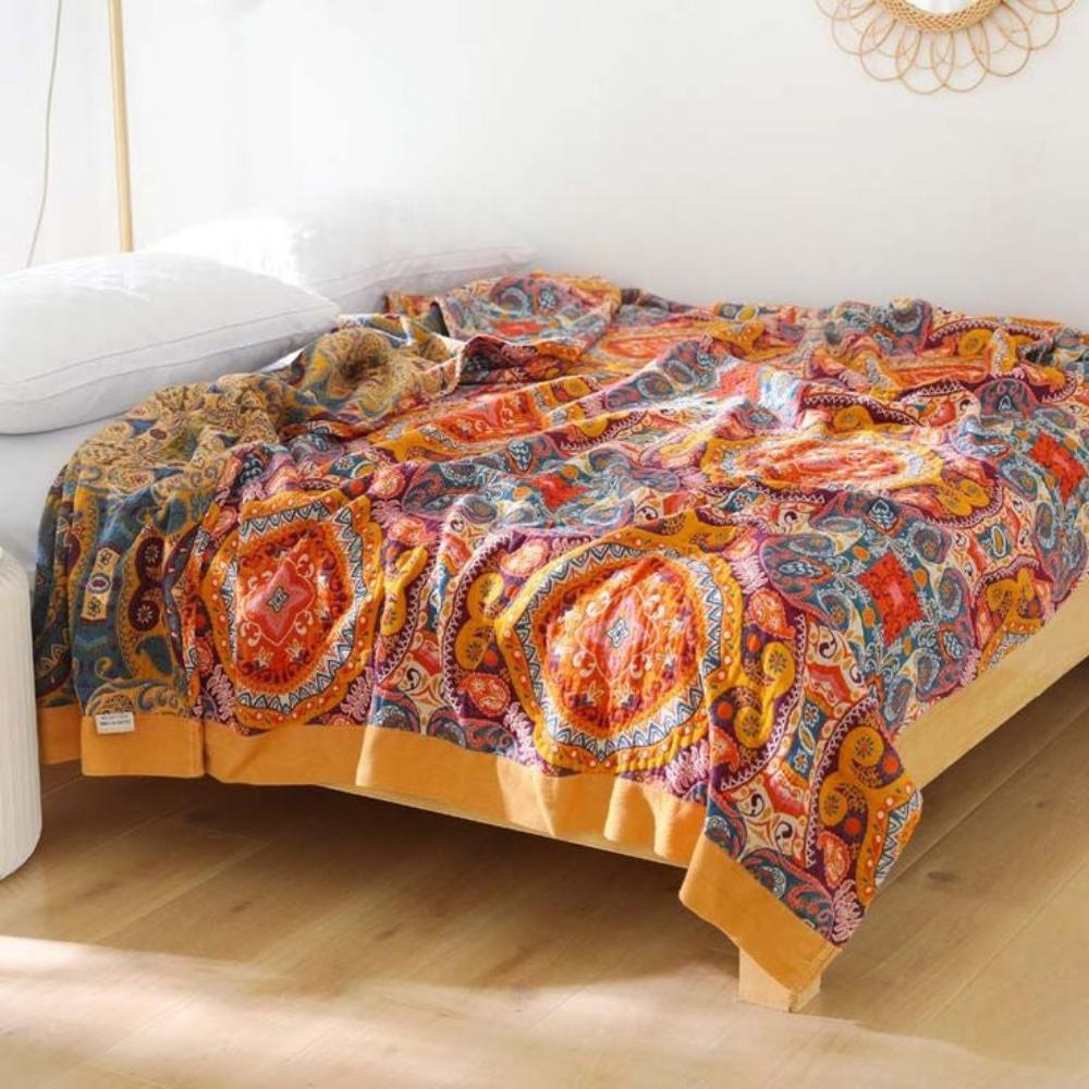 Sunrise Boho Reversible Cooling Blanket - Breathable Cotton for Comfort 2
