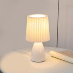 Table Lamp - Slim Ceramic Base & Fabric Shade for Bedside or Desk 0