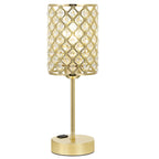 Table Lamp Crystal Gold Base USB Ports Touch Dimming 5.1 x 15.7 4