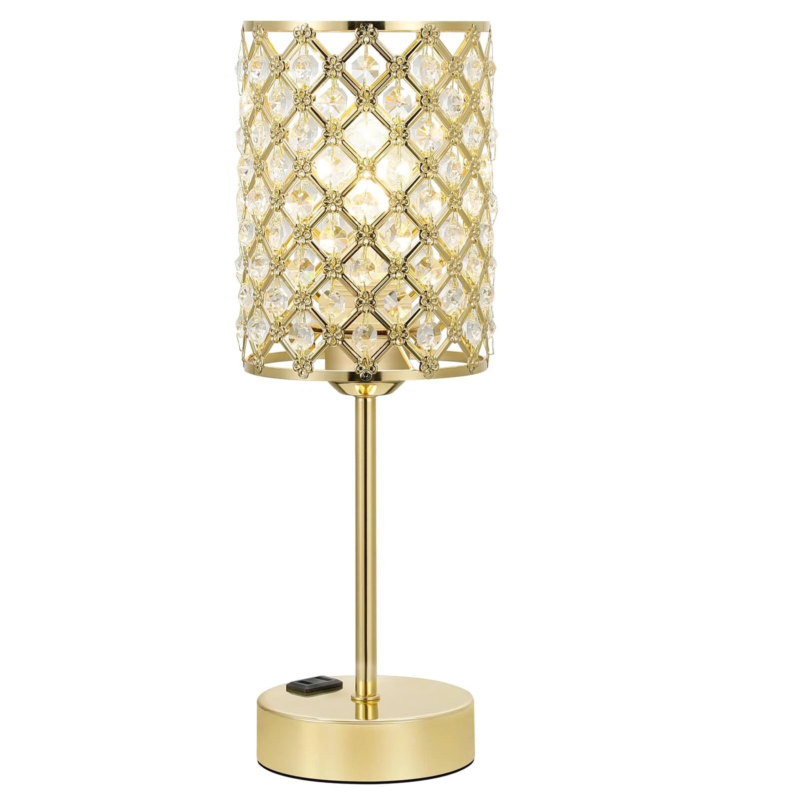 Table Lamp Crystal Gold Base USB Ports Touch Dimming 5.1 x 15.7 4