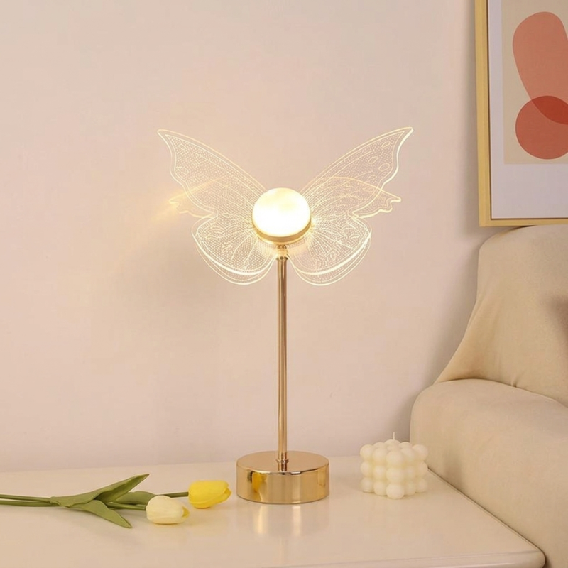Table Lamp LED Butterfly Design Iron Acrylic 10W Push Button Indoor