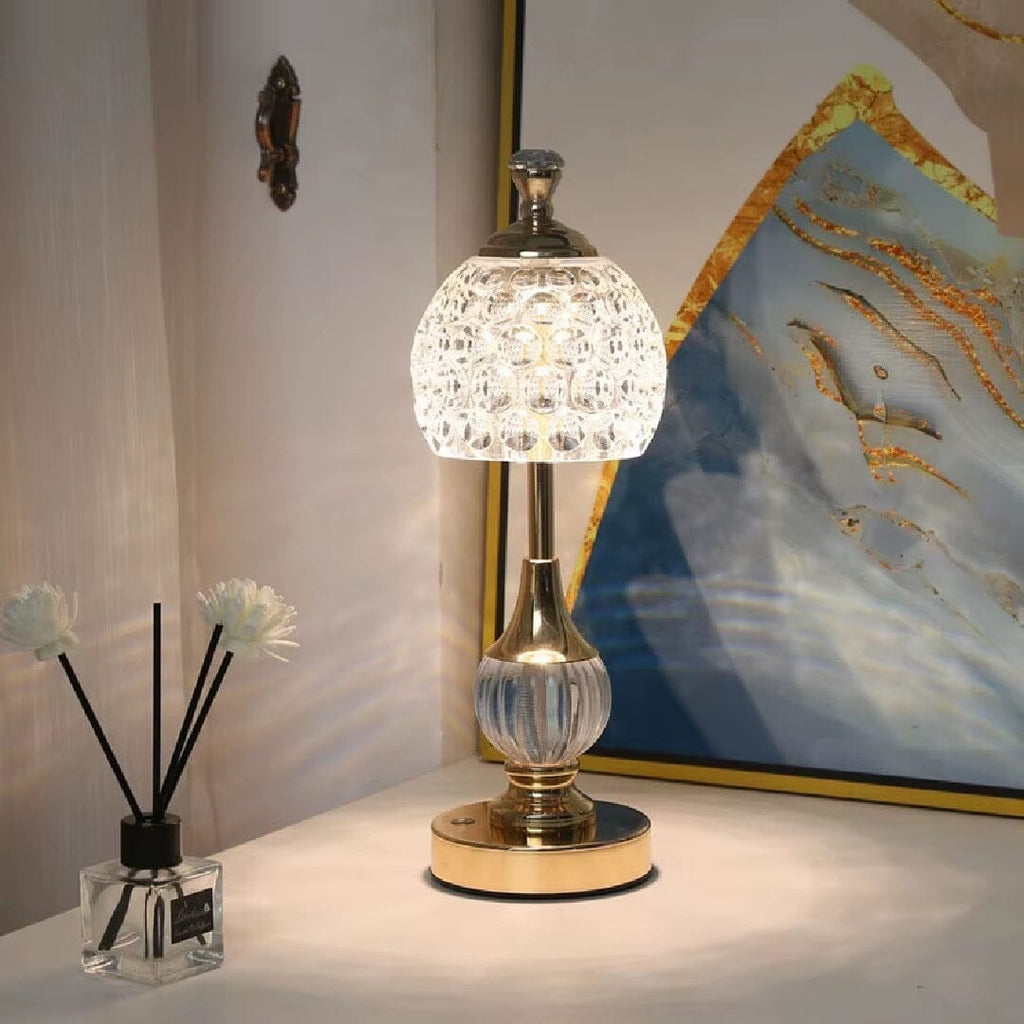 Table Lamp LED Rechargeable Crystal Effect Acrylic 3 Light Modes, Cordless LED Bedside 7