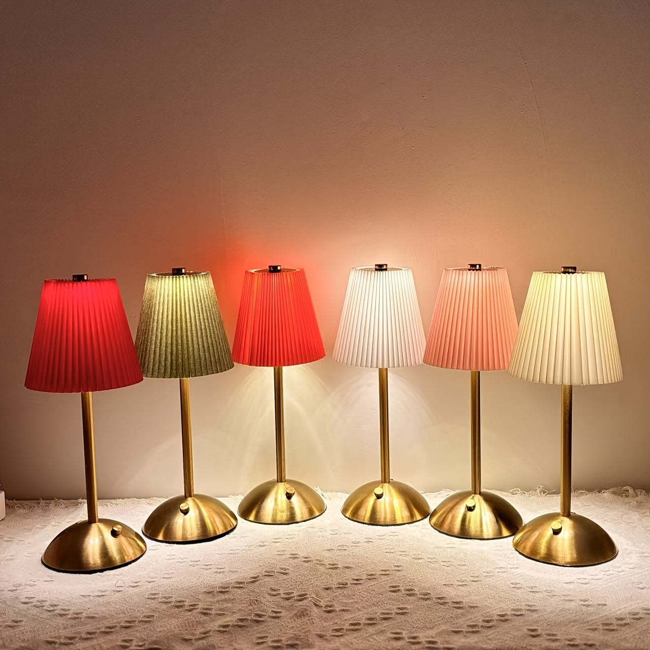 Table Lamp LED Touch Control Rechargeable Cordless 30 x 11 cm Metal Fabric Shade 3