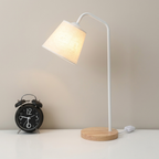 Table Lamp Linen Shade LED 3W 300 Lumens Metal Wood Base 14.5 cm x 46 cm 00
