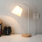 Table Lamp Linen Shade LED 3W 300 Lumens Metal Wood Base 14.5 cm x 46 cm 01