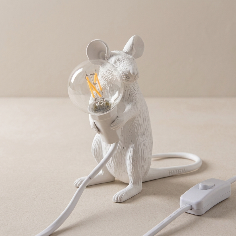 Table Lamp Mouse Shaped Ceramic Resin LED