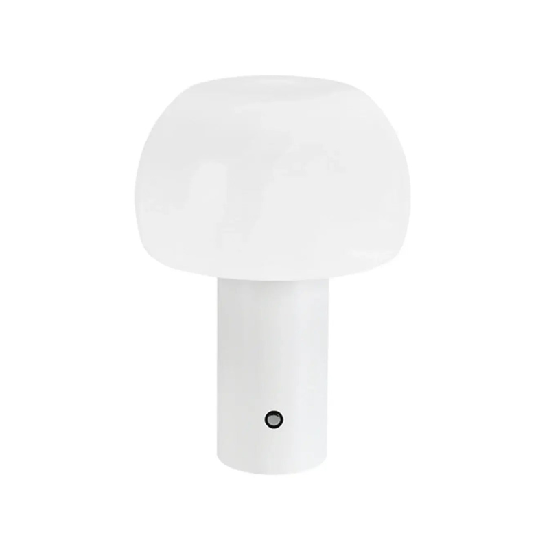 White mushroom-shaped lamp on a white background