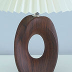 Table Lamp Pleated Fabric Shade USB Powered LED 3W 14 cm x 33.5 cm White Beige Wood Grain 05