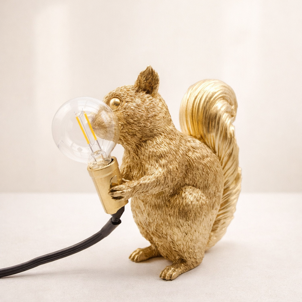 Table Lamp Resin Squirrel Design E14 Socket 14 cm Diameter LED Compatible  1