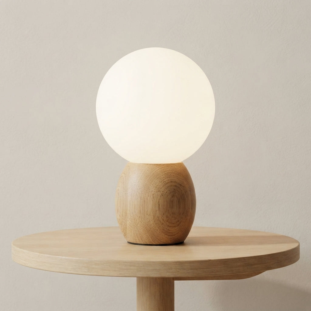 Table Lamp Solid Wood and Glass Plug In Indoor Light