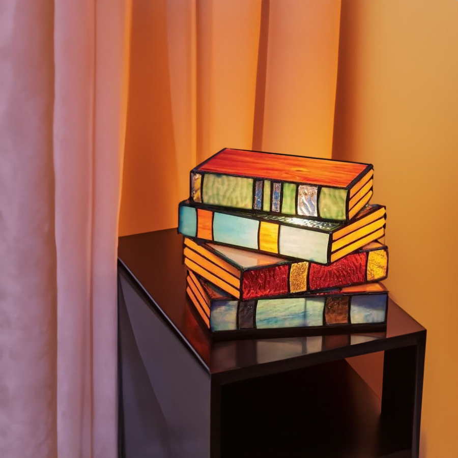 Table Lamp Stained Glass 7 x 5.5 x 3.14 in Books Design Indoor Lighting 2