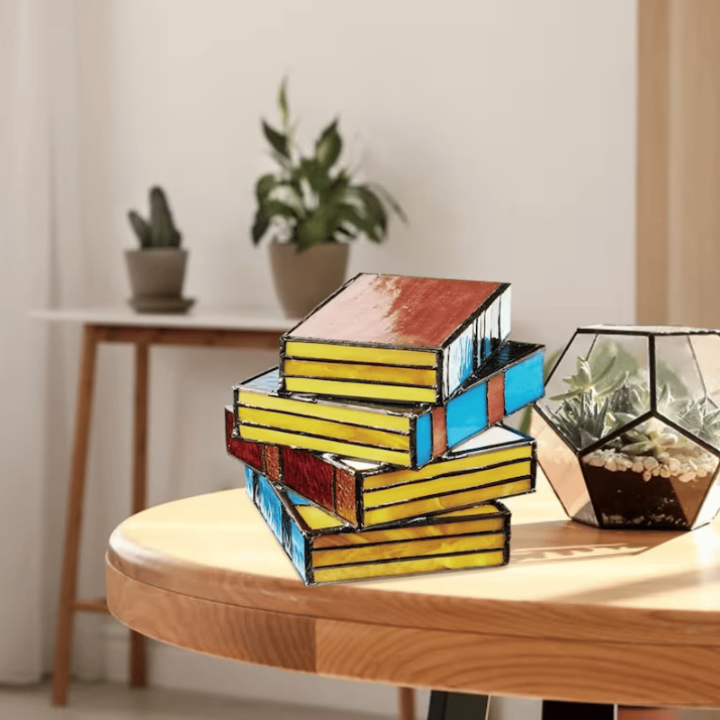 Table Lamp Stained Glass 7 x 5.5 x 3.14 in Books Design Indoor Lighting 5