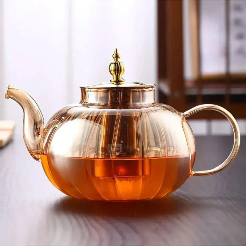 Teapot Glass 1.2L Borosilicate Stainless Steel Infuser 1