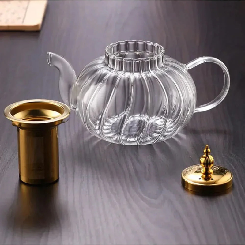 Teapot Glass 1.2L Borosilicate Stainless Steel Infuser 3