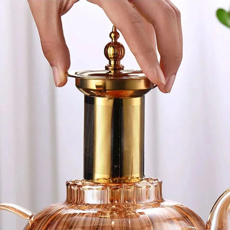 Teapot Glass 1.2L Borosilicate Stainless Steel Infuser 7