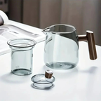 Teapot Glass 530 ml Wooden Handle Transparent Body, Elegant Design 2