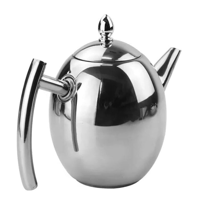 Teapot Stainless Steel 33 oz Built In Infuser Brushed Silver, Effortless Brewing 3
